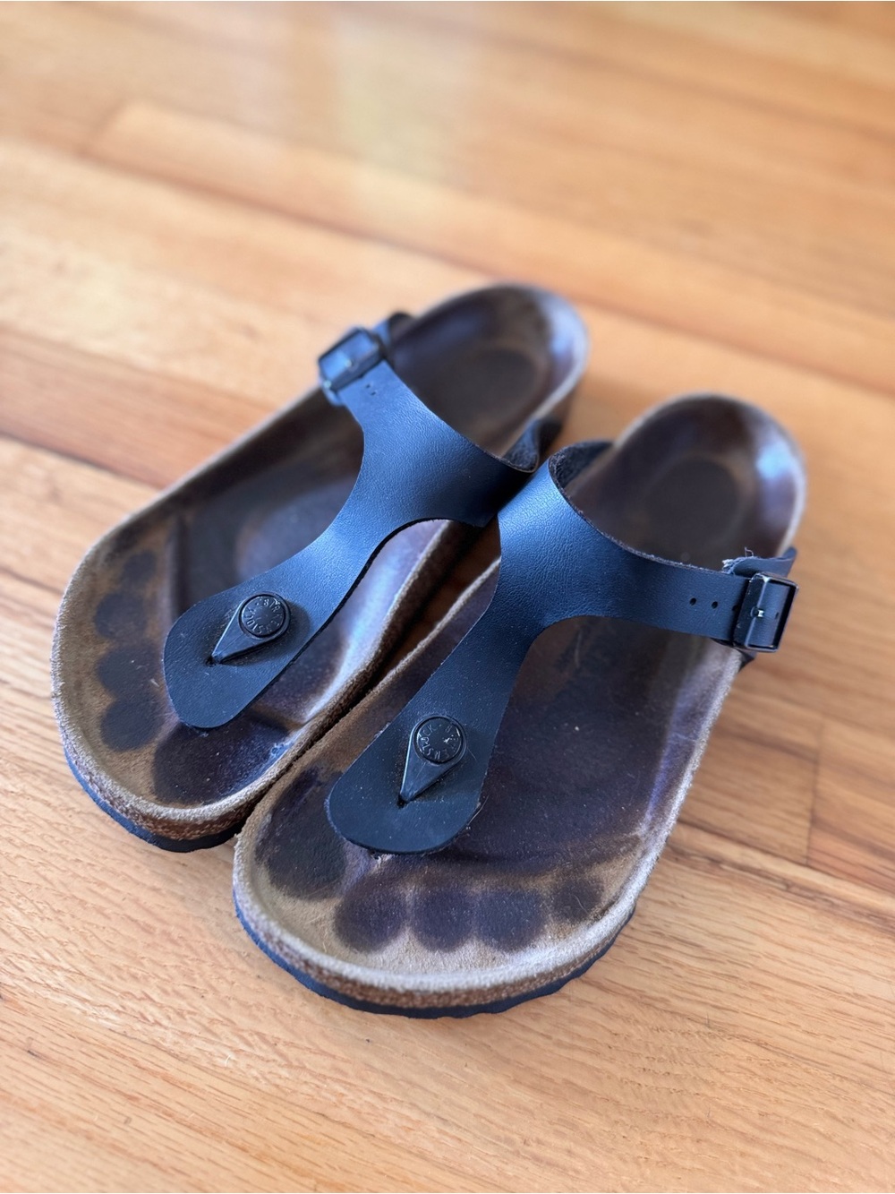 Birkenstock Black Gizeh Thong Sandals, sz 38